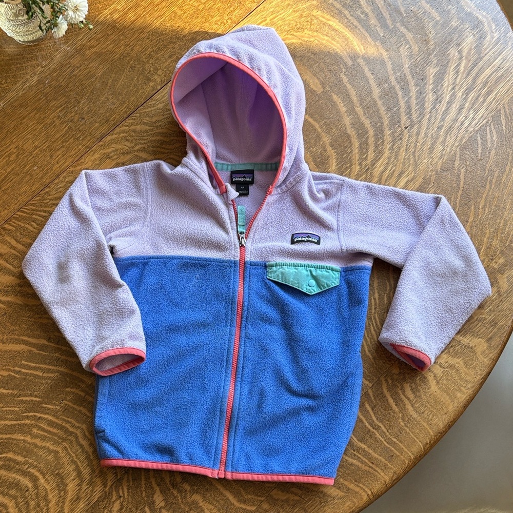 Patagonia Kids' Pink and Blue Fleece Hoodie